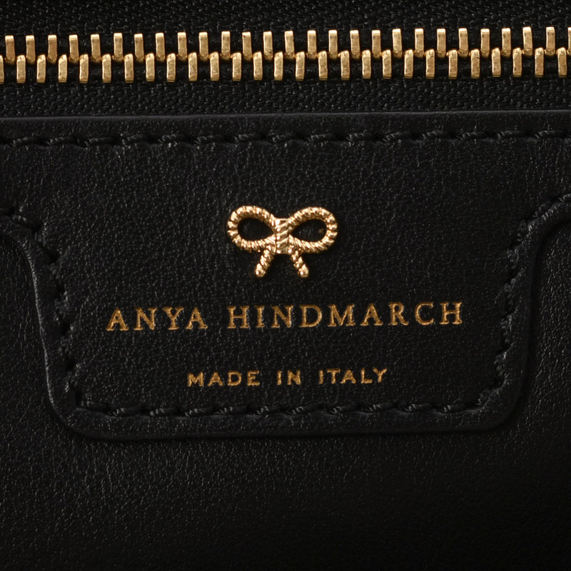 ANYA HINDMARCH アニヤ・ハインドマーチ 黒 レディース カーフ ハンドバッグ Aランク 中古 銀蔵