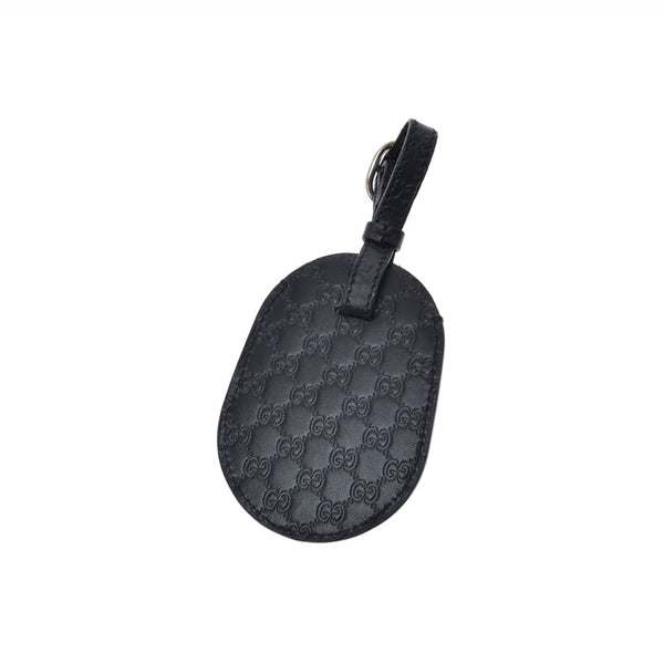 GUCCI グッチ グッチシマ ネームタグ 黒 ユニセックス カーフ ブランド小物 Aランク 中古 銀蔵