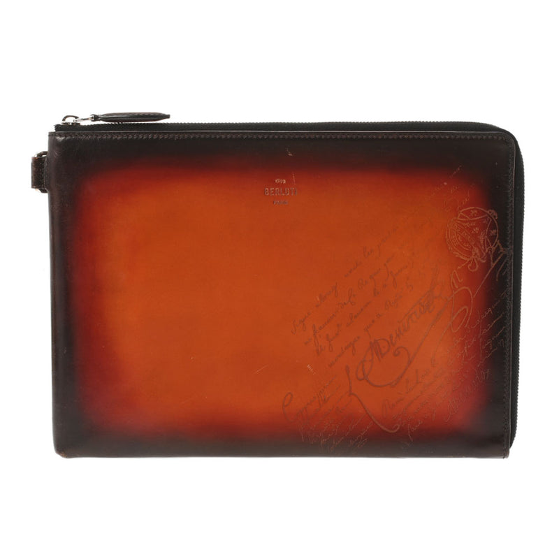 Berluti Berluti Nino GM Terra Cotta Tea Men's Calf Clutch Bag A RANS二手Ginzo