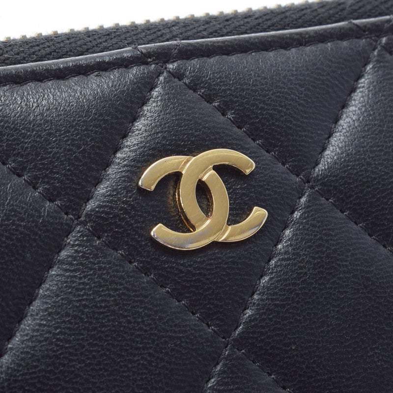 CHANEL シャネル マトラッセ ガブリエル ラウンドファスナー財布 黒 ゴールド金具 レディース ラムスキン 長財布 ABランク 中古 銀蔵