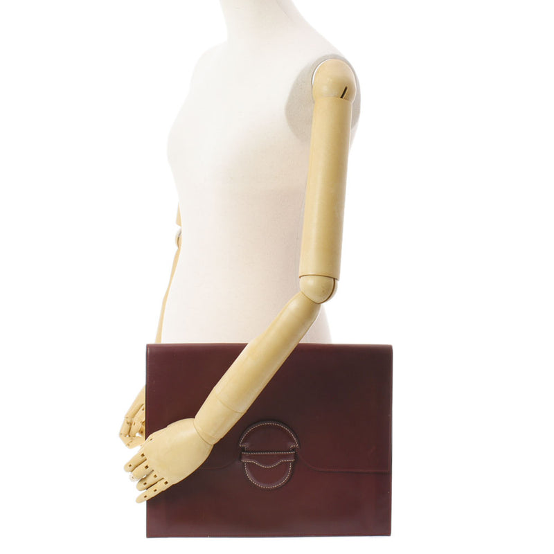 HERMES Hermes Faca Rouge Acher (around 1979) Unisex Box Carf Clutch Bag B Rank used Ginzo