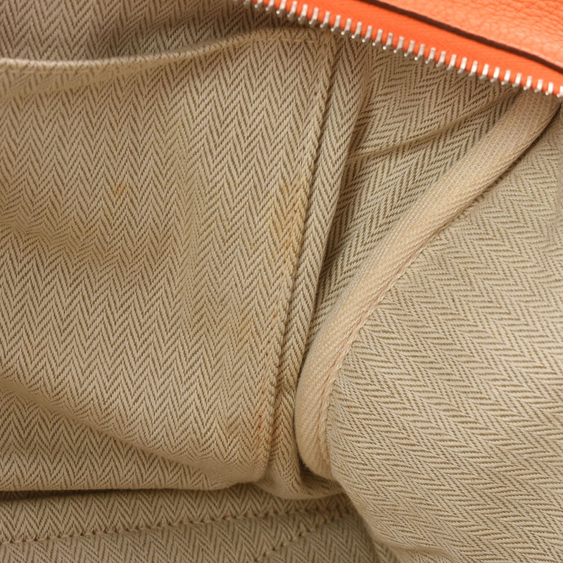 HERMES エルメス ヴィクトリア35 オレンジ シルバー金具 □L刻印(2008年頃) ユニセックス トリヨンクレマンス ハンドバッグ Bランク 中古 銀蔵
