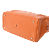 HERMES エルメス ヴィクトリア35 オレンジ シルバー金具 □L刻印(2008年頃) ユニセックス トリヨンクレマンス ハンドバッグ Bランク 中古 銀蔵