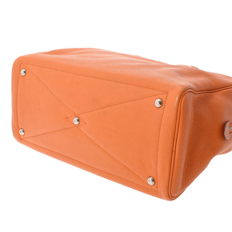 HERMES エルメス ヴィクトリア35 オレンジ シルバー金具 □L刻印(2008年頃) ユニセックス トリヨンクレマンス ハンドバッグ Bランク 中古 銀蔵