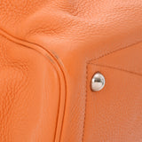 HERMES エルメス ヴィクトリア35 オレンジ シルバー金具 □L刻印(2008年頃) ユニセックス トリヨンクレマンス ハンドバッグ Bランク 中古 銀蔵