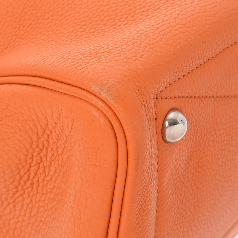 HERMES エルメス ヴィクトリア35 オレンジ シルバー金具 □L刻印(2008年頃) ユニセックス トリヨンクレマンス ハンドバッグ Bランク 中古 銀蔵