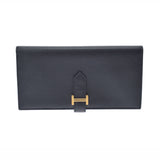 HERMES Hermes Bears Freque Black Gold Bracket □ O engraved (around 2011) Unisex Vo Epson Long Wallet AB Rank Used Ginzo