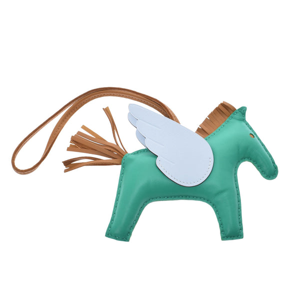 爱马仕爱马仕（Hermes Hermes）Rodeo MM Pegasus Bag Charm Mint/芝麻/蓝色brum Z雕刻（大约2021年）Munisex Annomiro钥匙架未使用的Ginzo