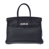 HERMES エルメス バーキン 30 黒 シルバー金具 □L刻印(2008年頃) レディース トリヨンクレマンス ハンドバッグ Aランク 中古 銀蔵
