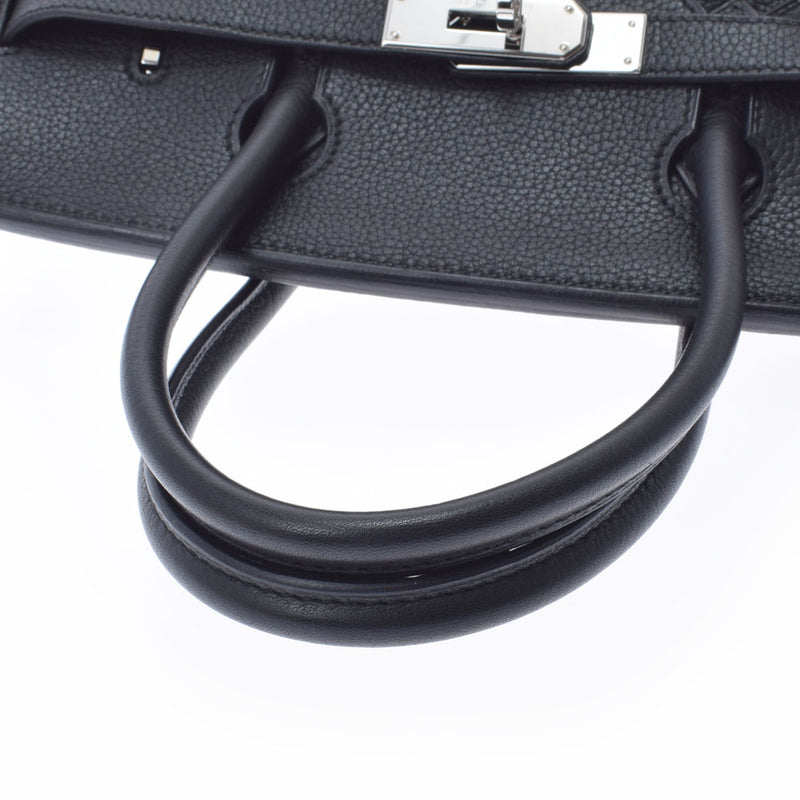 HERMES エルメス バーキン 30 黒 シルバー金具 □L刻印(2008年頃) レディース トリヨンクレマンス ハンドバッグ Aランク 中古 銀蔵