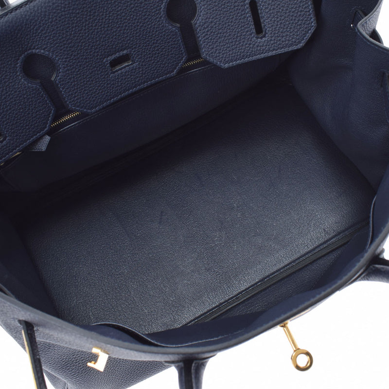HERMES エルメス バーキン35 ブルーニュイ ゴールド金具 C刻印(2018年頃) レディース トゴ ハンドバッグ Aランク 中古 銀蔵