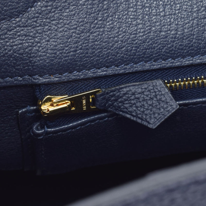HERMES エルメス バーキン35 ブルーニュイ ゴールド金具 C刻印(2018年頃) レディース トゴ ハンドバッグ Aランク 中古 銀蔵