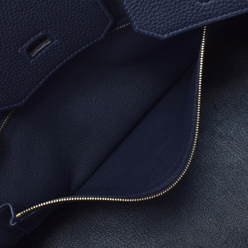 HERMES エルメス バーキン35 ブルーニュイ ゴールド金具 C刻印(2018年頃) レディース トゴ ハンドバッグ Aランク 中古 銀蔵