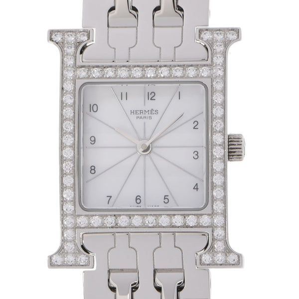 爱马仕爱马仕（Hermes H）观看lambusis bezel diamond hh1.230女士SS观看石英白色表盘