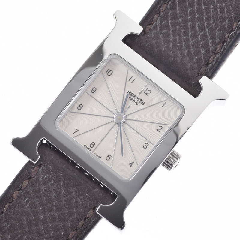 HERMES Hermes Lambusis HH1.210 Ladies SS/Leather Watch Quartz Ivory Dial AB Rank Used Ginzo