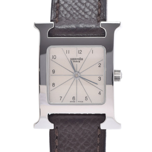 HERMES Hermes Lambusis HH1.210 Ladies SS/Leather Watch Quartz Ivory Dial AB Rank Used Ginzo