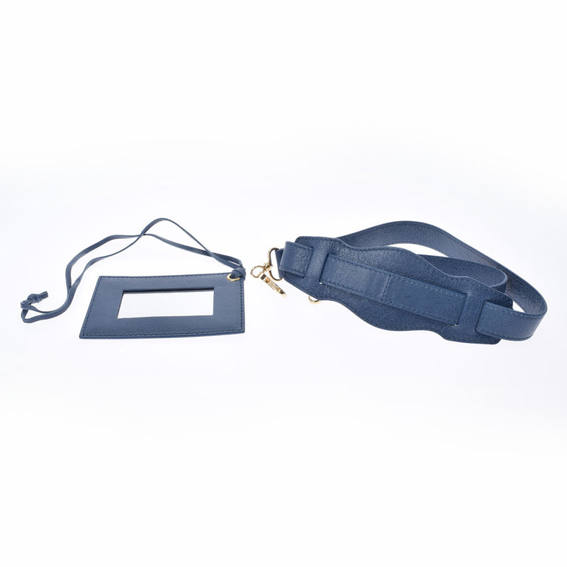 BALENCIAGA Balenciaga Giant Mini Pompon 2WAY Blue Gold Bracket 285439 Ladies Calf Handbag AB Rank Used Ginzo