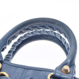 BALENCIAGA Balenciaga Giant Mini Pompon 2WAY Blue Gold Bracket 285439 Ladies Calf Handbag AB Rank Used Ginzo