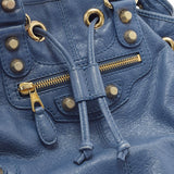 BALENCIAGA Balenciaga Giant Mini Pompon 2WAY Blue Gold Bracket 285439 Ladies Calf Handbag AB Rank Used Ginzo