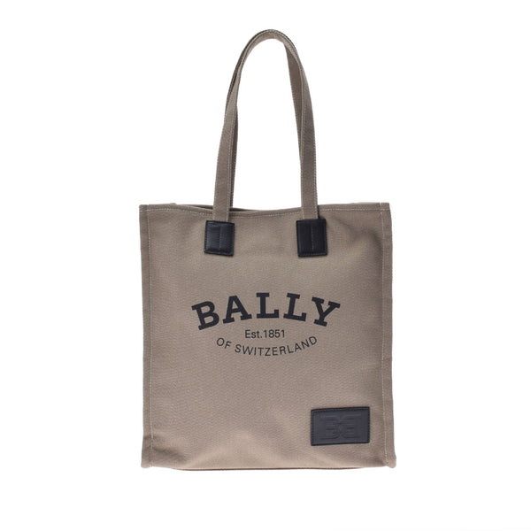 BALLY Bary Crystalia Greige Unisex Canvas Tote Bag New Used Ginzo