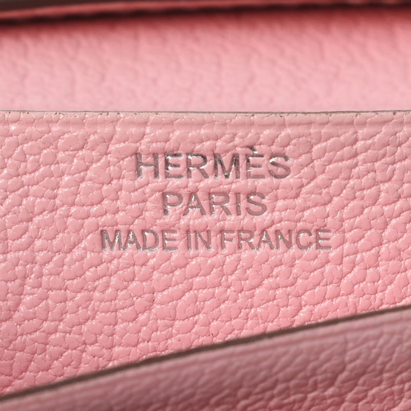 HERMES エルメス ベアン ローズサクラ シルバー金具 T刻印(2015年頃) レディース シェーブル 三つ折り財布 Bランク 中古 銀蔵