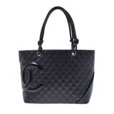 CHANEL Chanel Cambon Line Large Tote Black/Black Ladies Leather Tote Bag A Rank used Ginzo