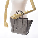 CELINE Celine Rague Micro Shopper Gray Ladies Calf Handbag AB Rank Used Ginzo