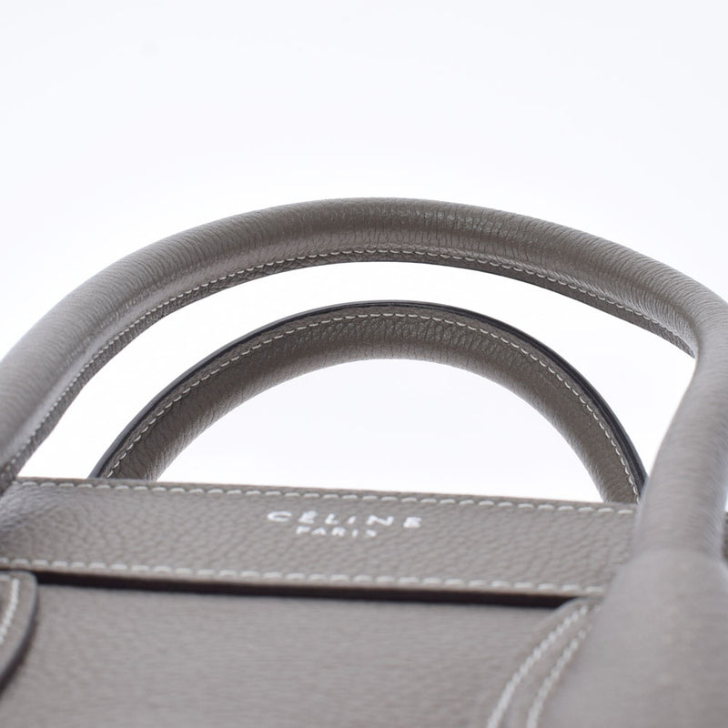 Celine Celine Rague Micro Shopper Gray Ladies Calf Handbag AB级使用Ginzo