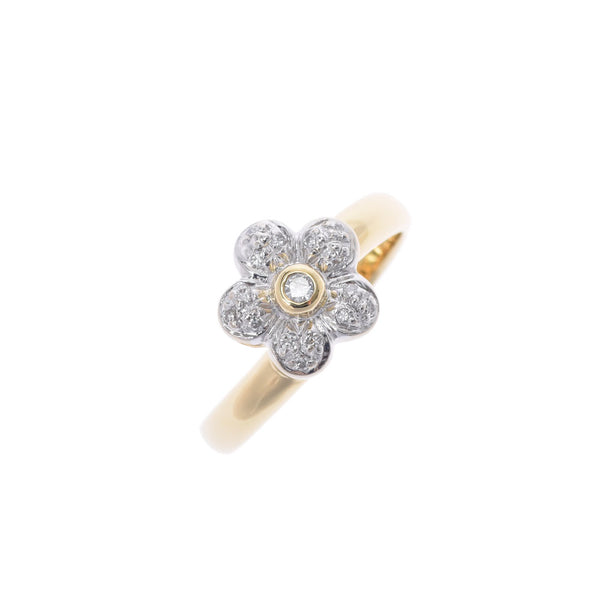 PONTE VECCHIO Ponte Vequio Diamond 0.06ct Flower Motif Combination Design No. 10 Ladies K18YG/WG Ring/Ring A Rank Used Ginzo