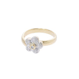 PONTE VECCHIO Ponte Vequio Diamond 0.06ct Flower Motif Combination Design No. 10 Ladies K18YG/WG Ring/Ring A Rank Used Ginzo