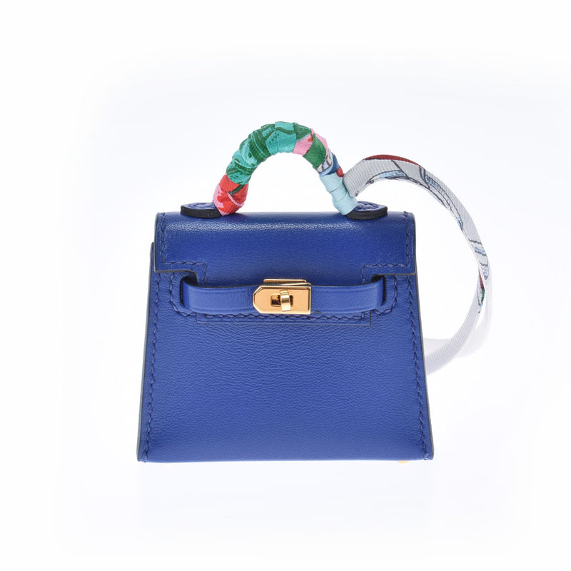 HERMES Hermes Kelly twilly bag charm Blue Electric Gold Gold metal d -engraved (around 2019) Ladies Votor Delect Key Holder New Federation Ginzo