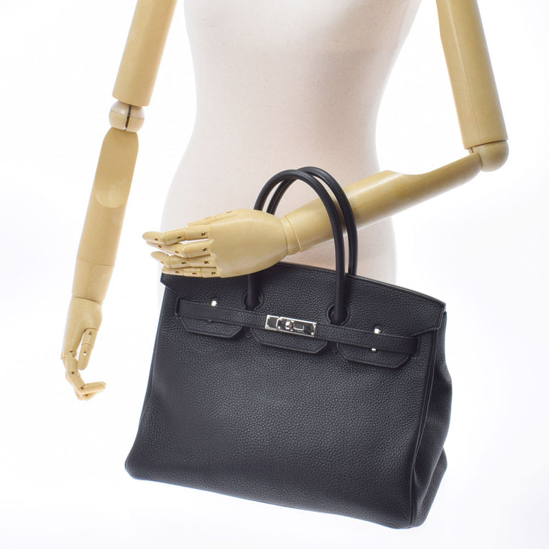 HERMES エルメス バーキン35 黒 パラジウム金具 T刻印(2015年頃) ユニセックス トリヨンクレマンス  ハンドバッグ Aランク 中古 銀蔵