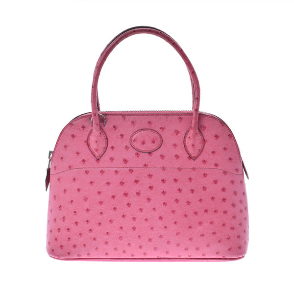 HERMES Hermes Boled 27 2WAY Bag Fuchsha Pink □ I engraved (around 2005) Ladies Ostrich Handbag B Rank used Ginzo
