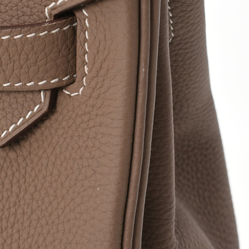 HERMES エルメス バーキン35 エトゥープ シルバー金具 D刻印(2019年頃) レディース トゴ ハンドバッグ Aランク 中古 銀蔵