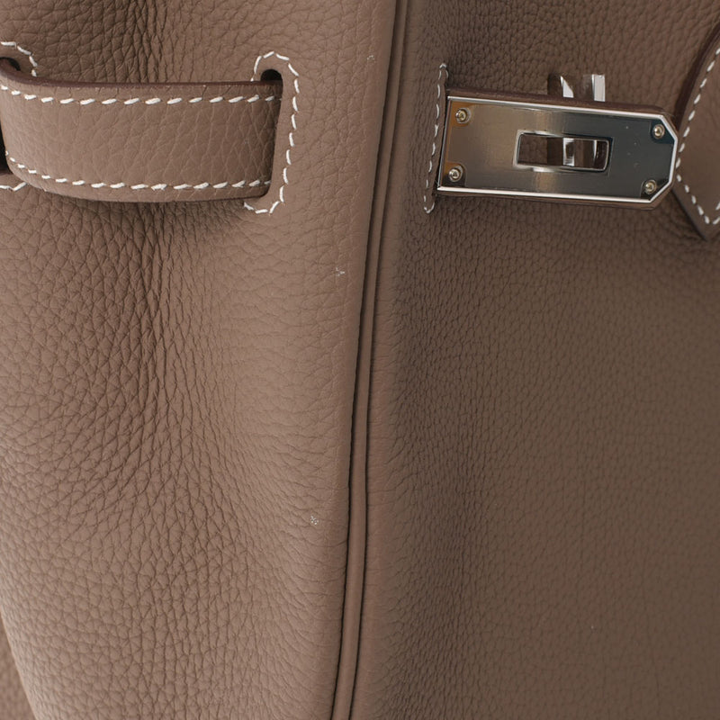 HERMES エルメス バーキン35 エトゥープ シルバー金具 D刻印(2019年頃) レディース トゴ ハンドバッグ Aランク 中古 銀蔵