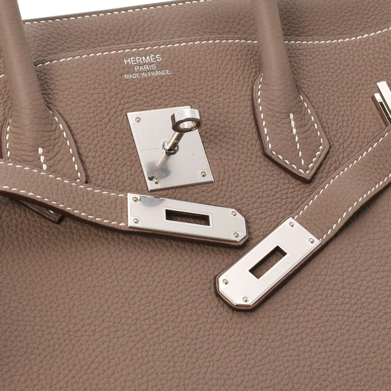 HERMES エルメス バーキン35 エトゥープ シルバー金具 D刻印(2019年頃) レディース トゴ ハンドバッグ Aランク 中古 銀蔵