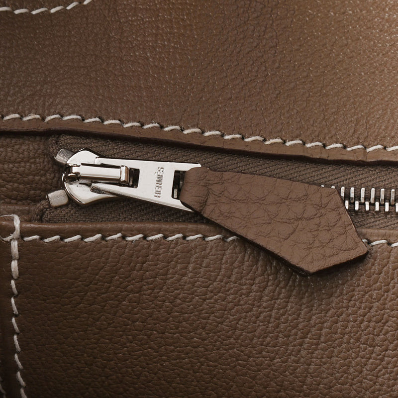 HERMES エルメス バーキン35 エトゥープ シルバー金具 D刻印(2019年頃) レディース トゴ ハンドバッグ Aランク 中古 銀蔵