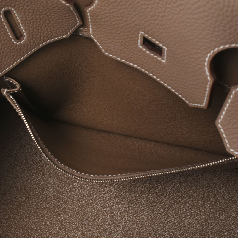 HERMES エルメス バーキン35 エトゥープ シルバー金具 D刻印(2019年頃) レディース トゴ ハンドバッグ Aランク 中古 銀蔵