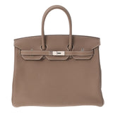 HERMES エルメス バーキン35 エトゥープ シルバー金具 D刻印(2019年頃) レディース トゴ ハンドバッグ Aランク 中古 銀蔵