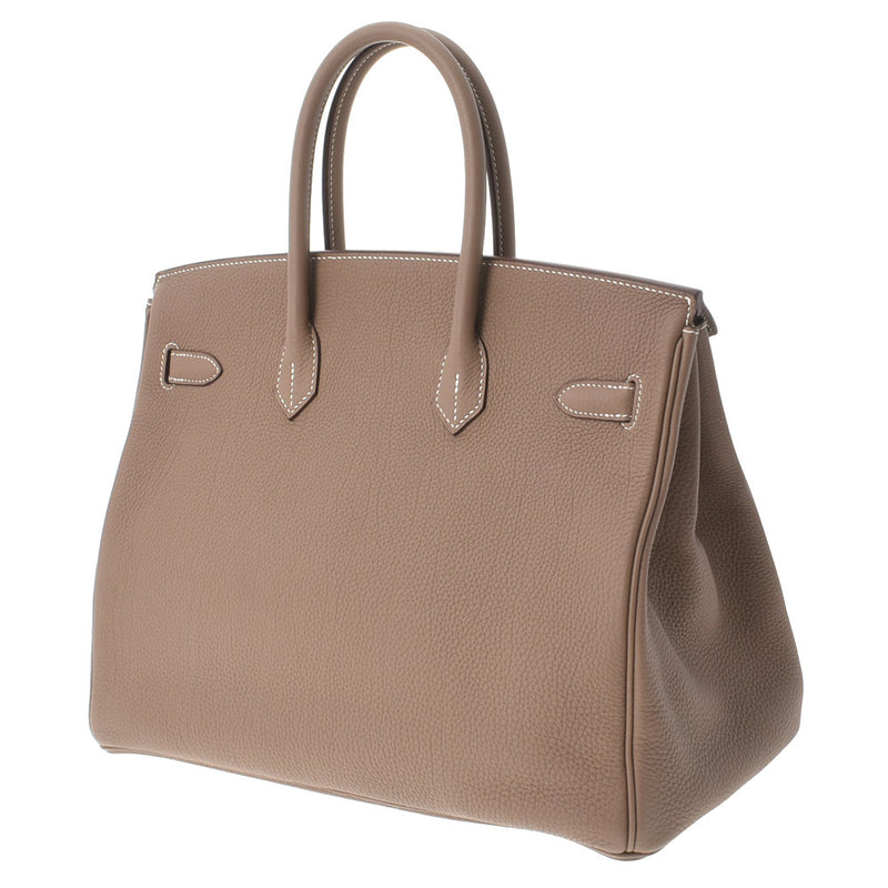 HERMES エルメス バーキン35 エトゥープ シルバー金具 D刻印(2019年頃) レディース トゴ ハンドバッグ Aランク 中古 銀蔵