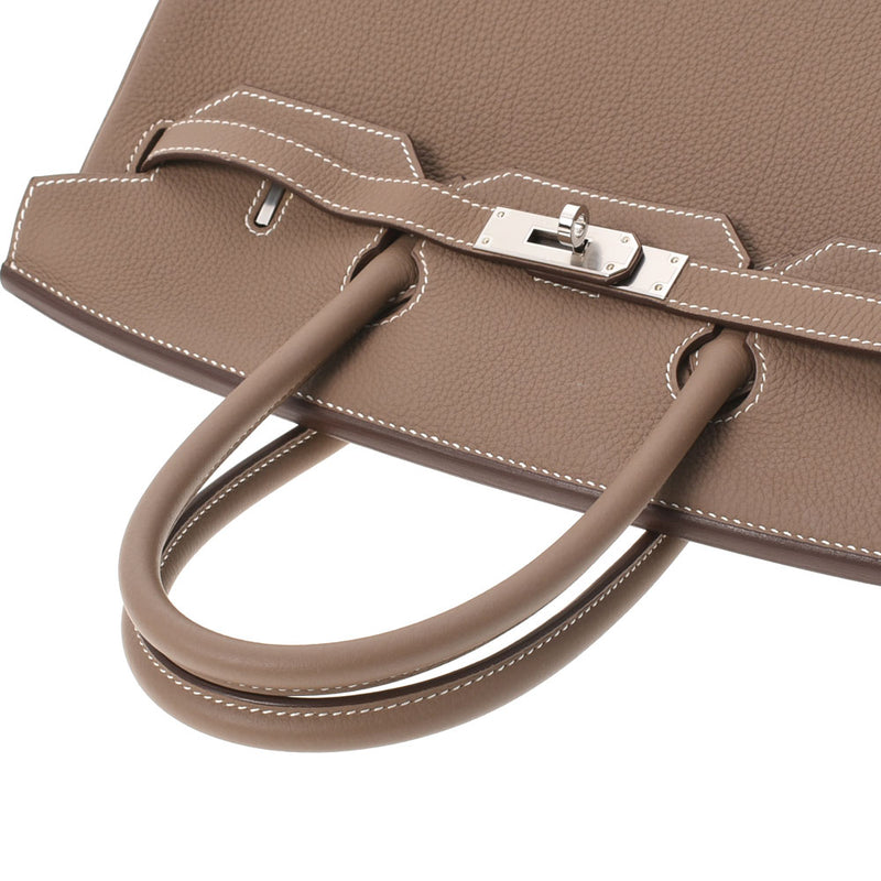 HERMES エルメス バーキン35 エトゥープ シルバー金具 D刻印(2019年頃) レディース トゴ ハンドバッグ Aランク 中古 銀蔵