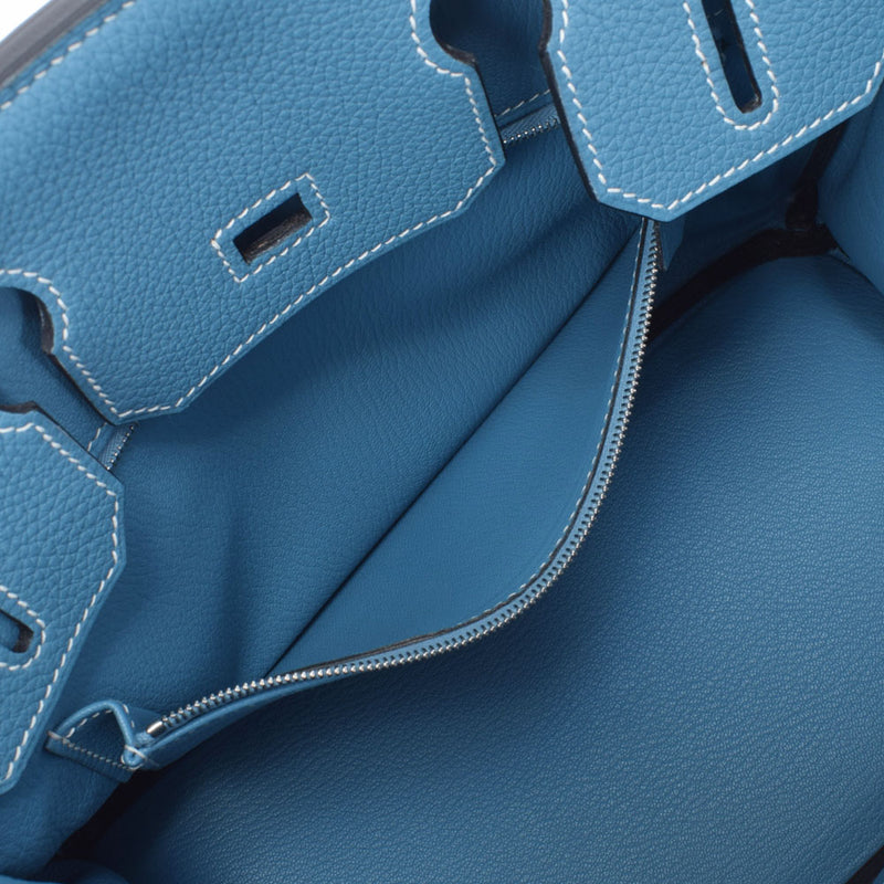 HERMES Hermes Birkin 30 Blue Jean Silver Bracket □ R engraved (around 2014) Ladies Togo Handbag A Rank Used Ginzo