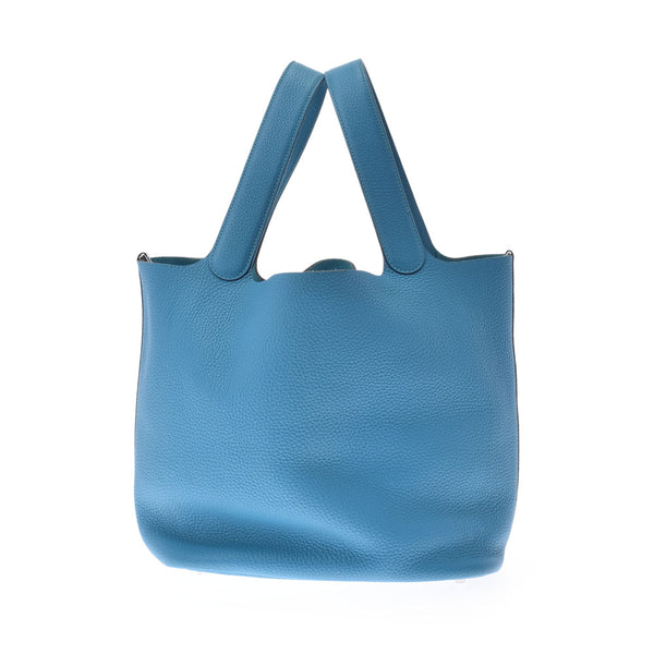 HERMES エルメス ピコタンロック GM ターコイズ シルバー金具 T刻印(2015年頃) レディース トリヨンクレマンス ハンドバッグ ABランク 中古 銀蔵