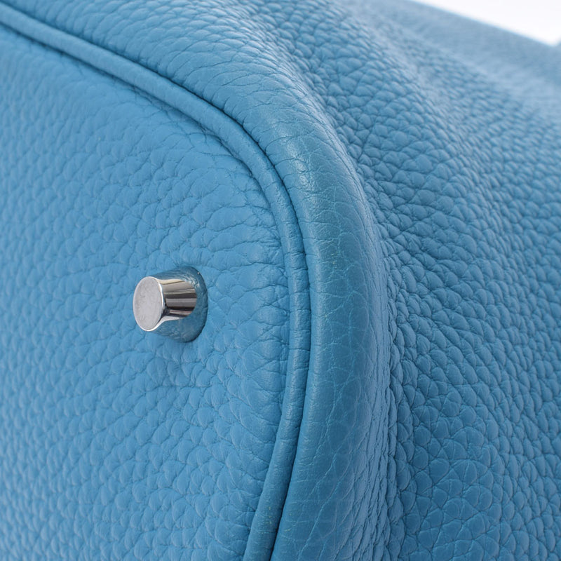 HERMES Hermes Picotan Lock GM Turquoise Silver Bracket T T -engraved (around 2015) Ladies Toryon Lemance Handbag AB Rank Used Ginzo