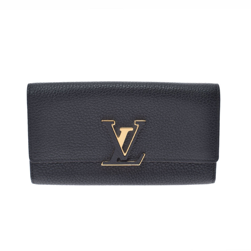 LOUIS VUITTON Louis Vuitton Portofoille Capsine Noir M61248 Ladies Torillon Leather Long Wallet A Rank Used Ginzo