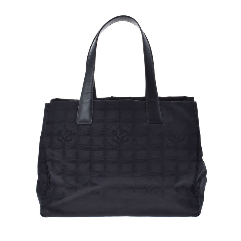 CHANEL Chanel Neutral Line Tote MM Black Ladies Nylon Leather Handbag A Rank used Ginzo