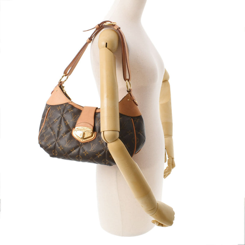 路易威顿路易斯·维顿（Louis Vuitton）会标eToire City PM Brown M41435女士会标帆布肩袋AB AB等级使用Ginzo