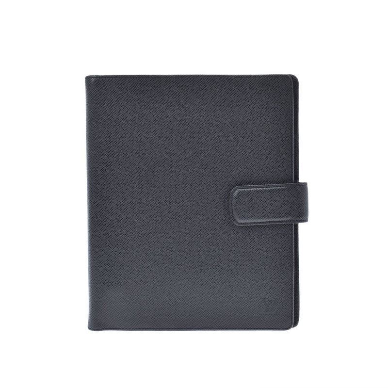 LOUIS VUITTON Louis Vuitton Taiga Agenda GM Black R20232 Unisex Leather Notebook Cover AB Rank Used Ginzo