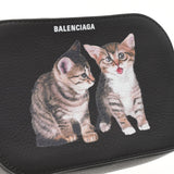 Balenciaga Balenciaga每个猫打印相机包黑色552372女士皮革肩带新二手Ginzo