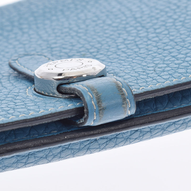 HERMES Hermes Dogon GM Blue Jean Paladium Bracket □ P engraved (around 2012) Unisex Togo Long Wallet AB Rank Used Ginzo